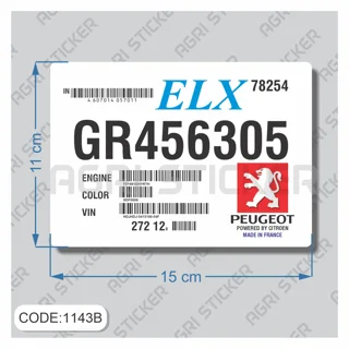 برچسپ فابریکی شیشه جلو پژو ELX (کد : 1143B) فروش به صورت عمده