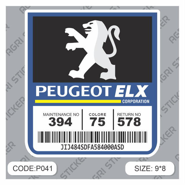 برچسپ بارکدی طرح جدید پژو  ELX مناسب نصب بر روی شیشه مثلثی (کد P041)