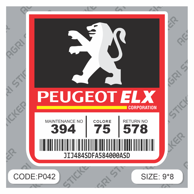 برچسپ بارکدی طرح جدید پژو  ELX مناسب نصب بر روی شیشه مثلثی (کد P042)