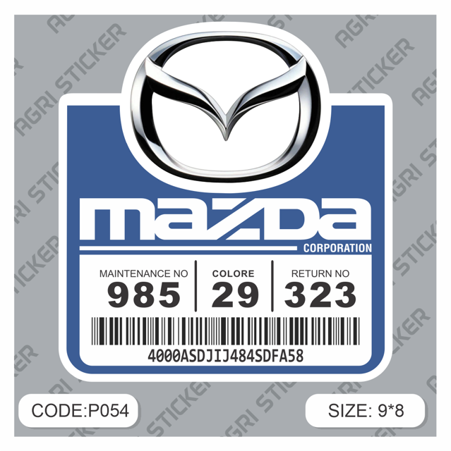 برچسپ بارکدی طرح جدید مزدا مناسب نصب بر روی شیشه مثلثی (کد P054)