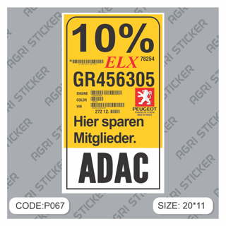 استیکر آداک(ADAC) مناسب پژو ELX  (کد : P067) فروش به صورت عمده