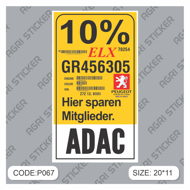 استیکر آداک(ADAC) مناسب پژو ELX  (کد : P067) فروش به صورت عمده