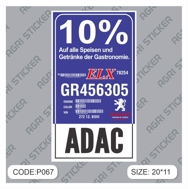 استیکر آداک(ADAC) مناسب پژو ELX  (کد : P067) فروش به صورت عمده