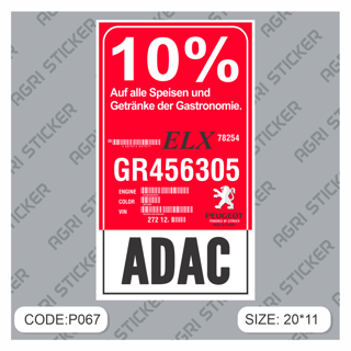 استیکر آداک(ADAC) مناسب پژو ELX  (کد : P067) فروش به صورت عمده