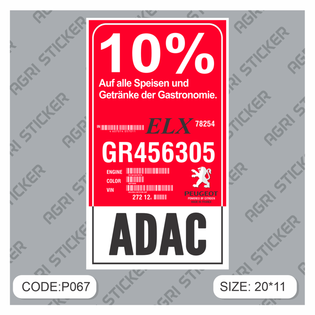 استیکر آداک(ADAC) مناسب پژو ELX  (کد : P067) فروش به صورت عمده