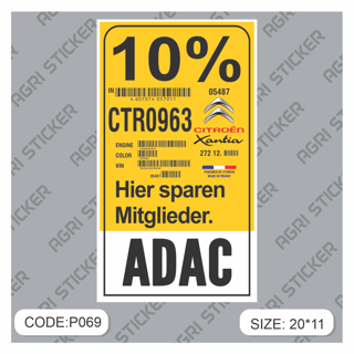 استیکر آداک(ADAC) مناسب سیتروئن زانتیا (کد : P069) فروش به صورت عمده